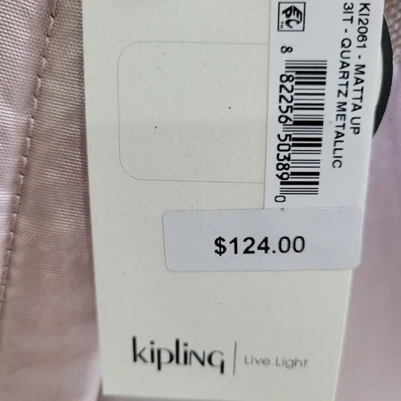 KIPLING BACKPACK METALLIC GOLD ROSE Matta Up Bag Medium NEW - Picture 15 of 15